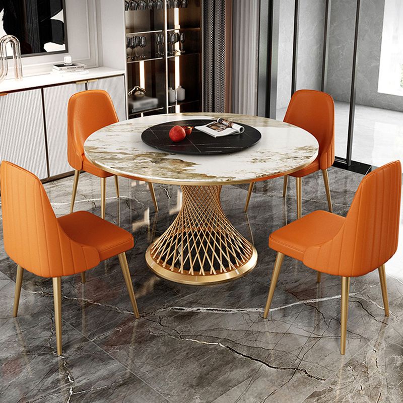 Traditional Luxury Round Stone Dining Table Pedestal Casual Dining Table