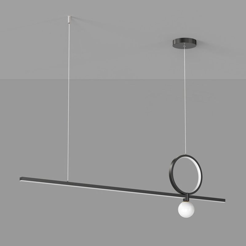 Linear Shape Metal Island Chandelier Modern Style 3 Lights Island Ceiling Light
