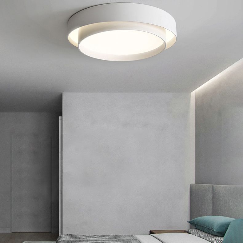 Lámpara de techo LED circular creativa moderna, soporte empotrado de hierro lacado con pantalla acrílica