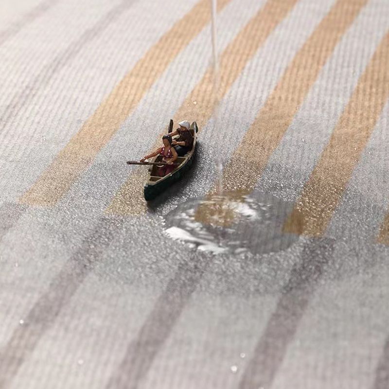 Light Grey Modern Rug Polyester Line Rug Washable Rug for Home Decor