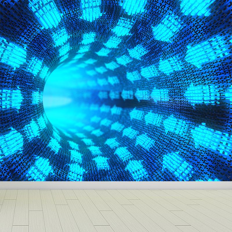 Abstract Pattern Mural Wallpaper Modern Non-Woven Texture Wall Covering in Dark Blue