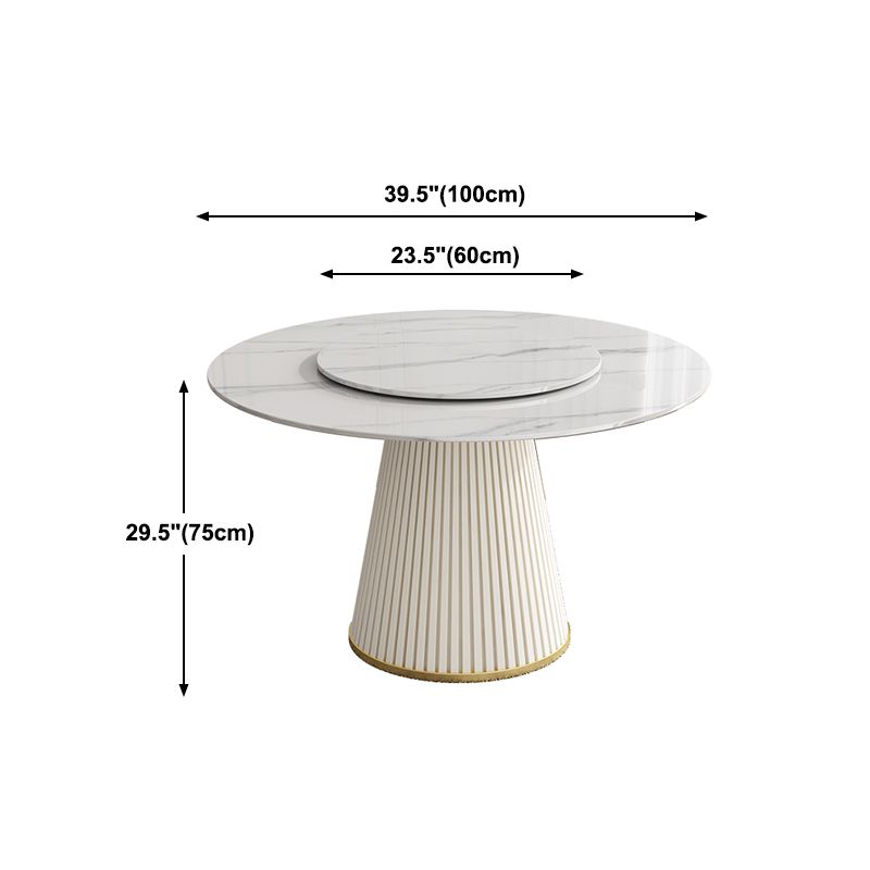 Modern Style Dining Table Round White Sintered Stone Dining Table for Home Use