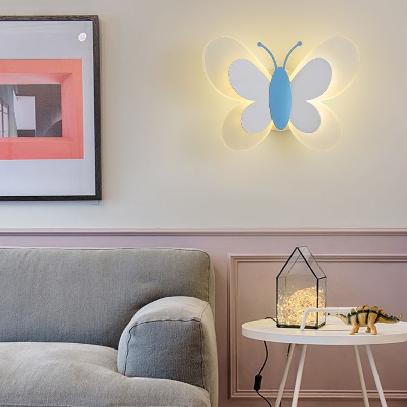 1 Light Butterfly Wall Lighting Fixtures Modern Style Metal Wall Mounted Lights
