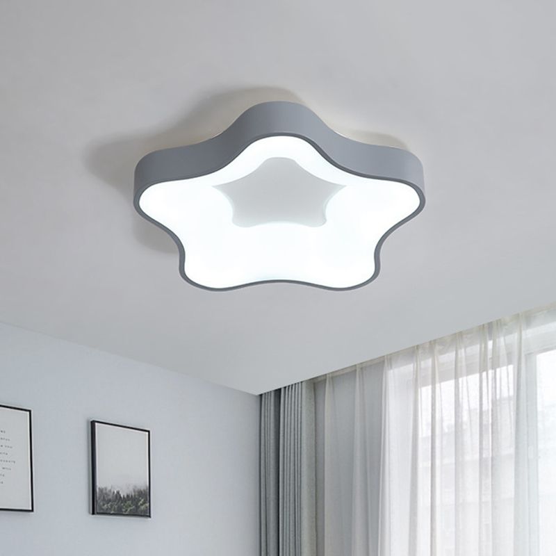 Star Bedroom Flush Mount Spotlight Acrylic LED Contemporary Ceiling Lighting in White/Grey