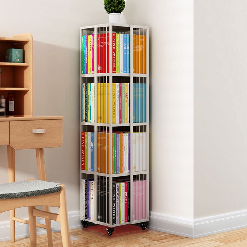 Modern Metal Bookshelf Pure White Standard Vertical Closed Back Bookcase