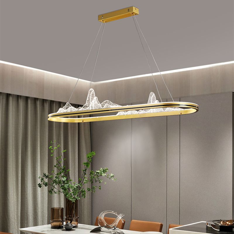 Modern Style Linear Shape Island Lighting Idea Metal 1 Light Island Pendant in Gold