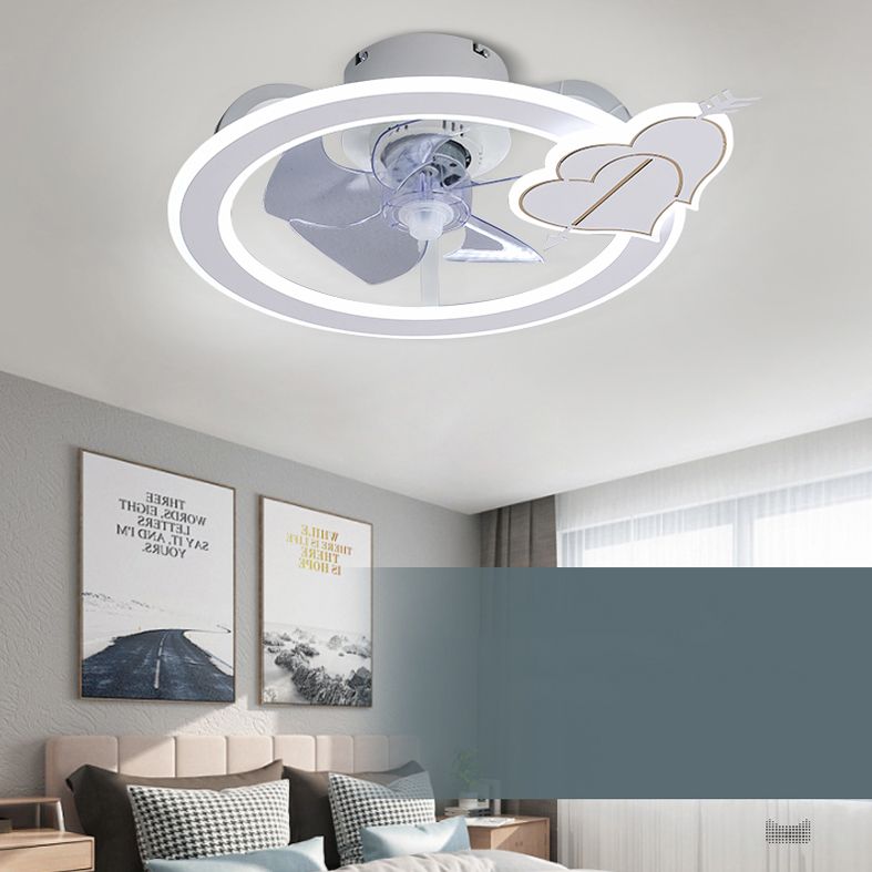 Minimalist Circle Flush Deckenventilator Metall Schlafzimmer LED Semi Flush Mount Light mit Fernbedienung
