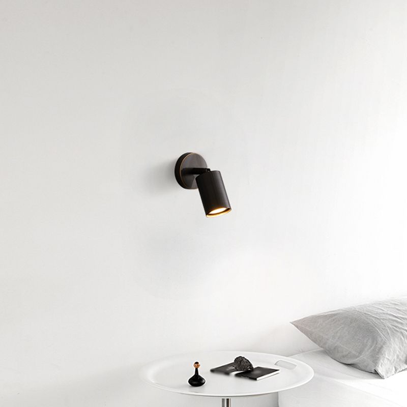 Half Cylinder Shade Metal Wall Sconce Modern Style 1 Light Wall Mount Lighting in Black