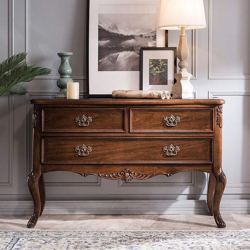 French Country Rectangle Console Table Wood Console Sofa Table with Drawers for Hall
