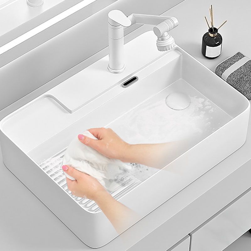 Modern Vessel Lavatory Sink Porcelain with Overflow Wash Stand