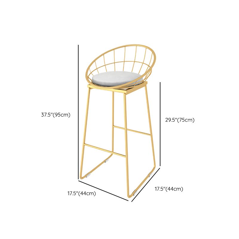 Glam Style Counter Stool Upholstered Round Bar Stool with Gold Frame