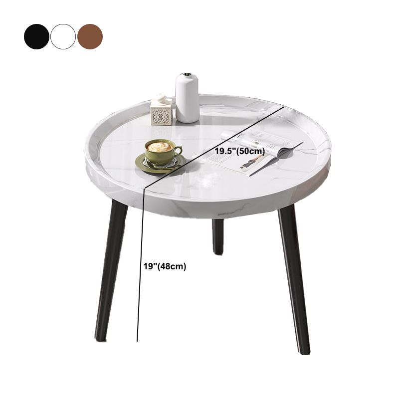 Modern 3 Legs Wooden Coffee Table Round Top Shape Cocktail Table for Living Room