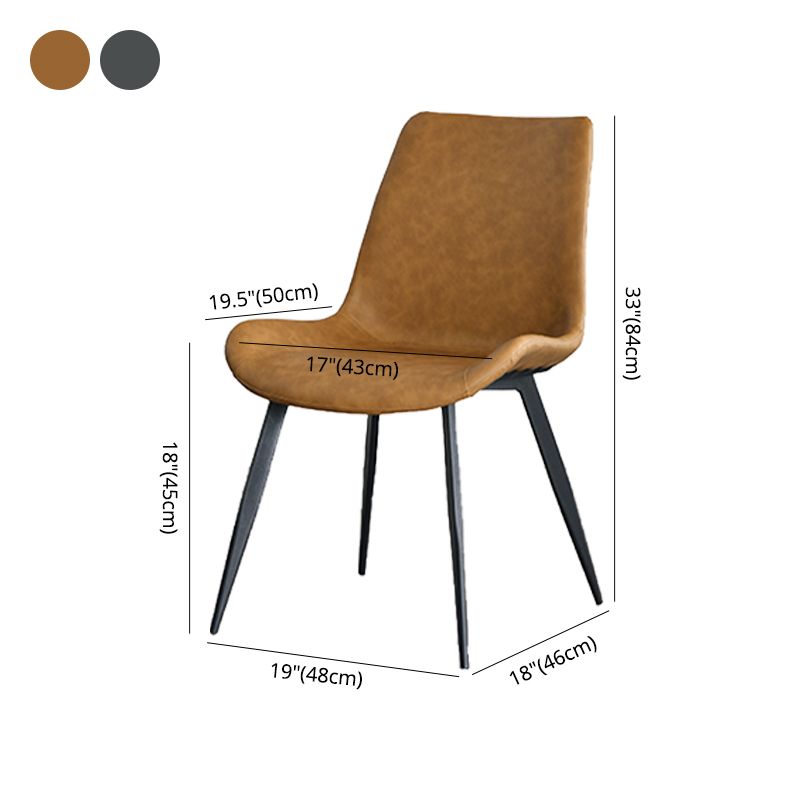 Chaises de salle à manger en cuir contemporain des chaises latérales sans bras solides