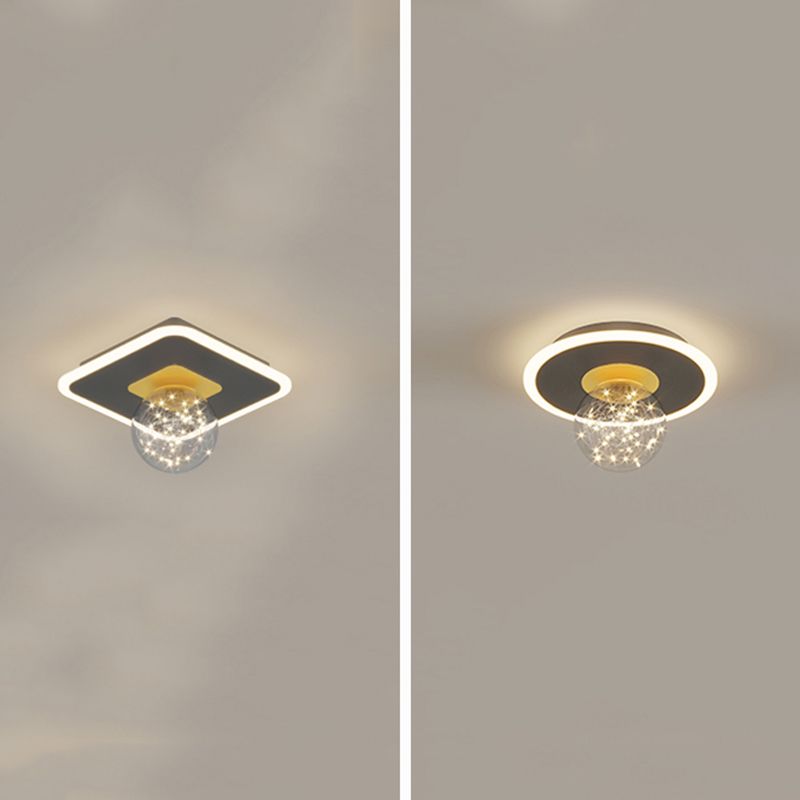 1-Light LED Metal Flush Mount Light New Modern Black Flush Ceiling Light for Hallway