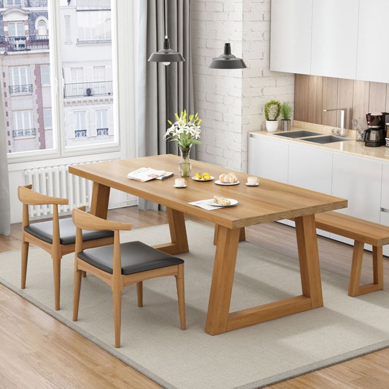 Tavolo da pranzo in legno in stile semplice in stile tavolo a forma di rettangolo con base a slitta