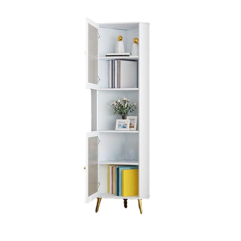 Contemporary Storage Cabinet with 3 Shelves and Glass Paned Triangle Cabinet