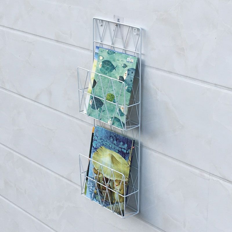 Wall Mounted Bookshelf Contemporary Style Bookcase for Home Study Room