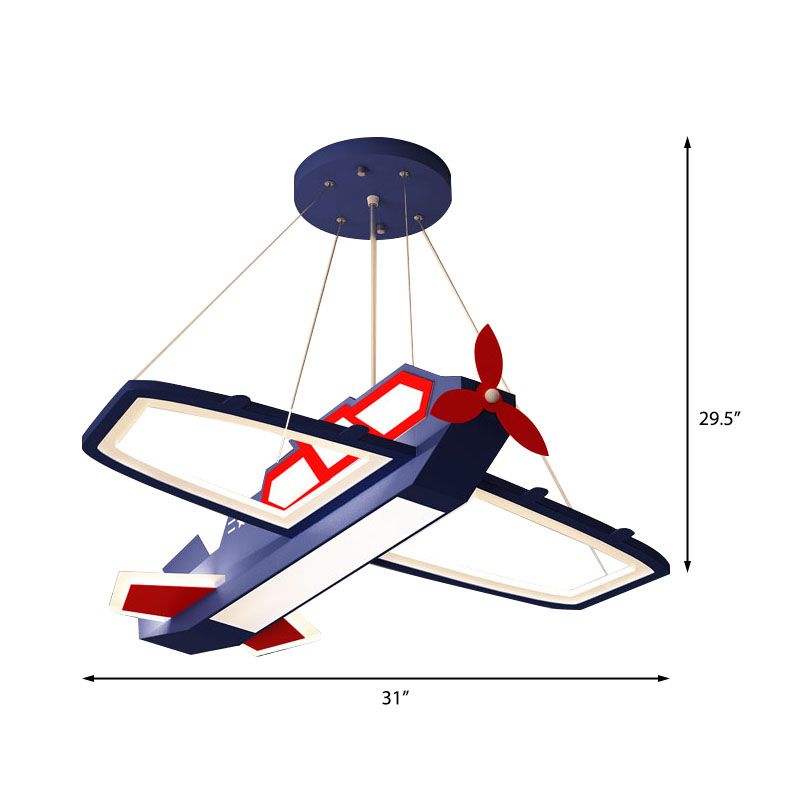 Acrylic Airplane Pendant Light Fixture Modernism LED Ceiling Chandelier in Blue, Warm/White Light