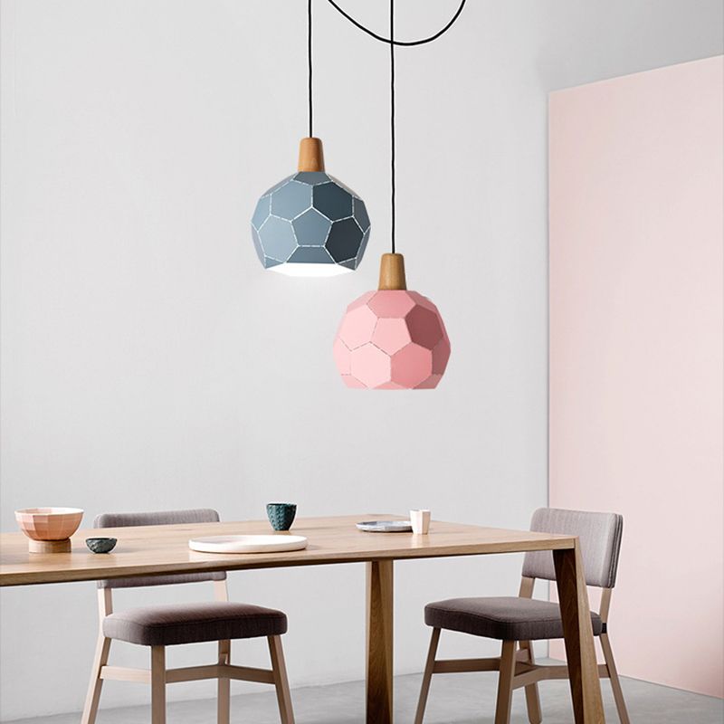 Metal Spherical Shade Hanging Lights Modern Macaron Style 1 Light Hanging Mount Fixture