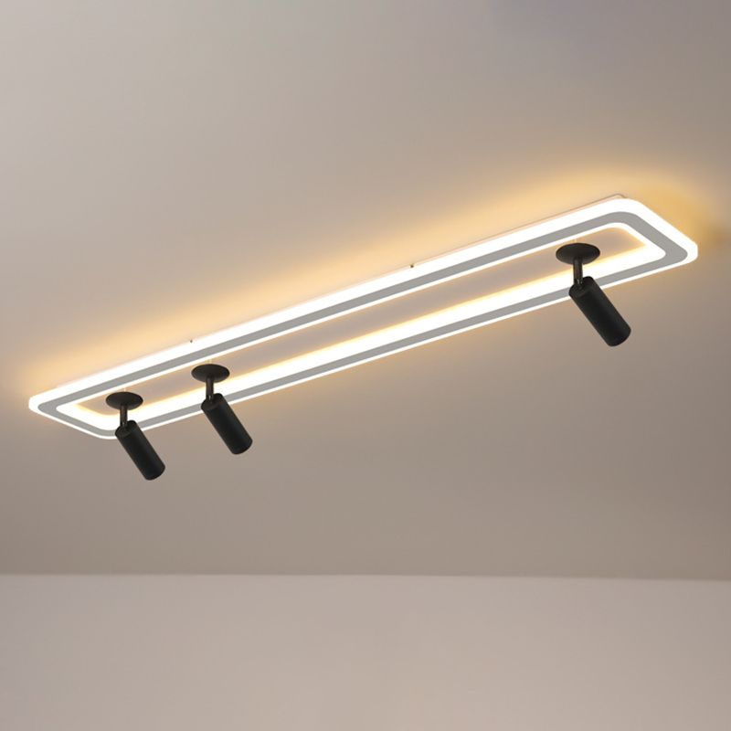 Montaje de al ras del led de sombra acrílica rectangular en simplicidad moderna Luz de techo de metal con lámpara de aluminio