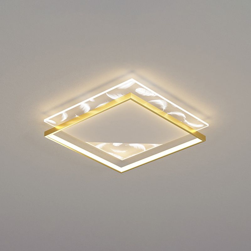 Lámpara empotrada cuadrada contemporánea, lámpara de techo empotrada de metal con 2 luces