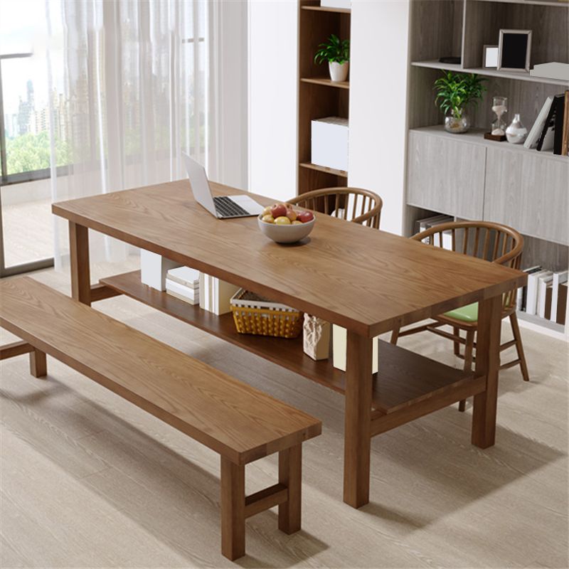 Simplicity Dinette Table Solid Wood Rectangle Dining Room Table in Brown