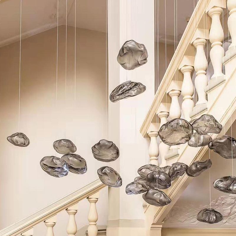 1 Light Bun Hanging Lights Post-Modern Lattice Glass Ceiling Fixture for Restaurant