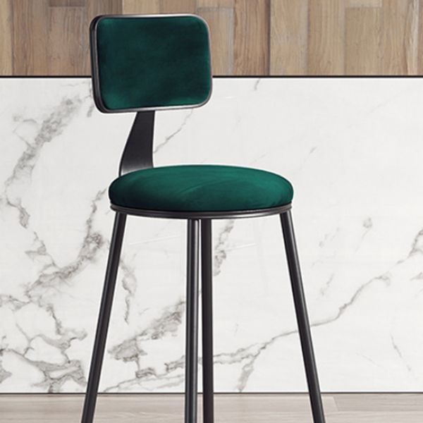 Contemporary Style Barstool Round Low Back Bar Stool with Black Frame