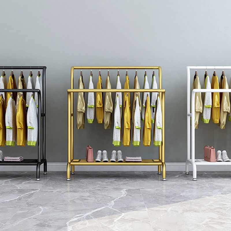 Glam Entry Hall Tree Metal 3 Hanging Rails and Lower Shelf Hall Stand