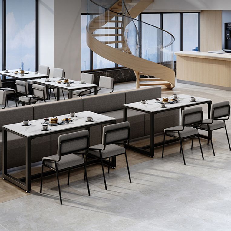 Industrial Rectangle Dining Table Sintered Stone Dining Table with Trestle Base for Dining Room