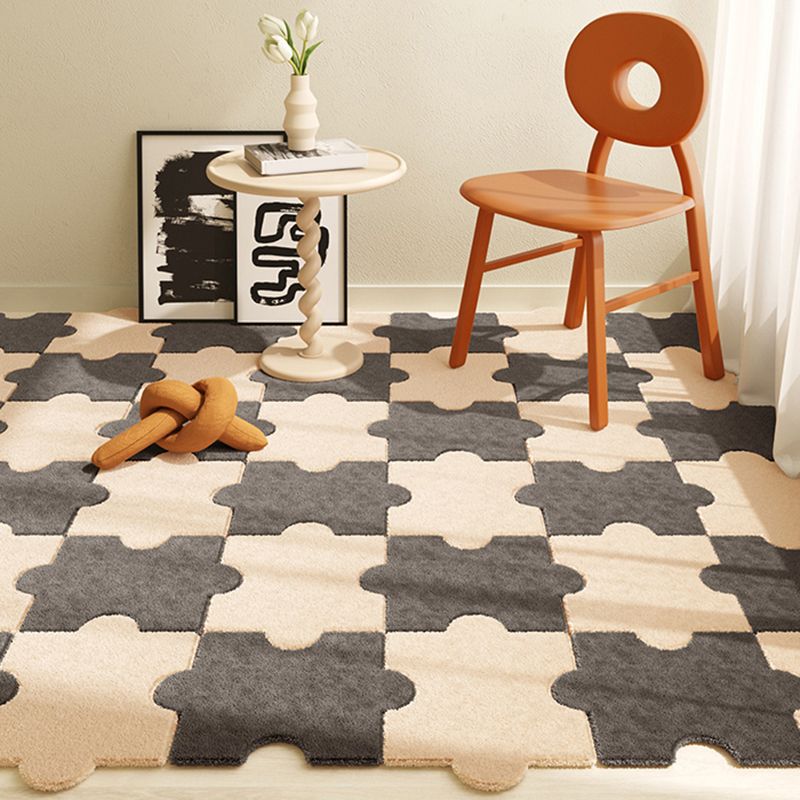 Modern Carpet Tiles Shag Puzzle Detail Color Block Carpet Tiles