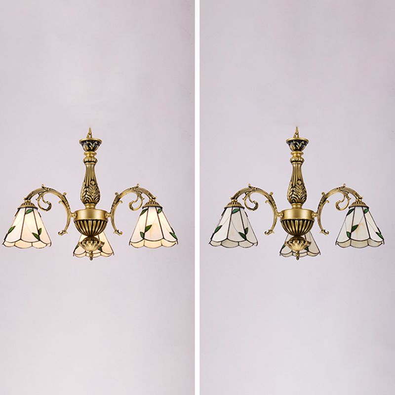 Cone Dome soggiorno lampadario tiffany in stile vetro a sospensione vintage in beige