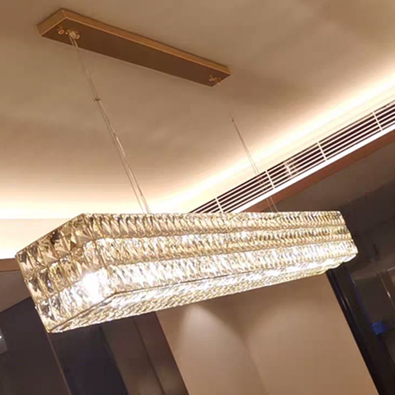 Contemporary Style Rectangle Shape Island Light Crystal 1 Light Island Lighting