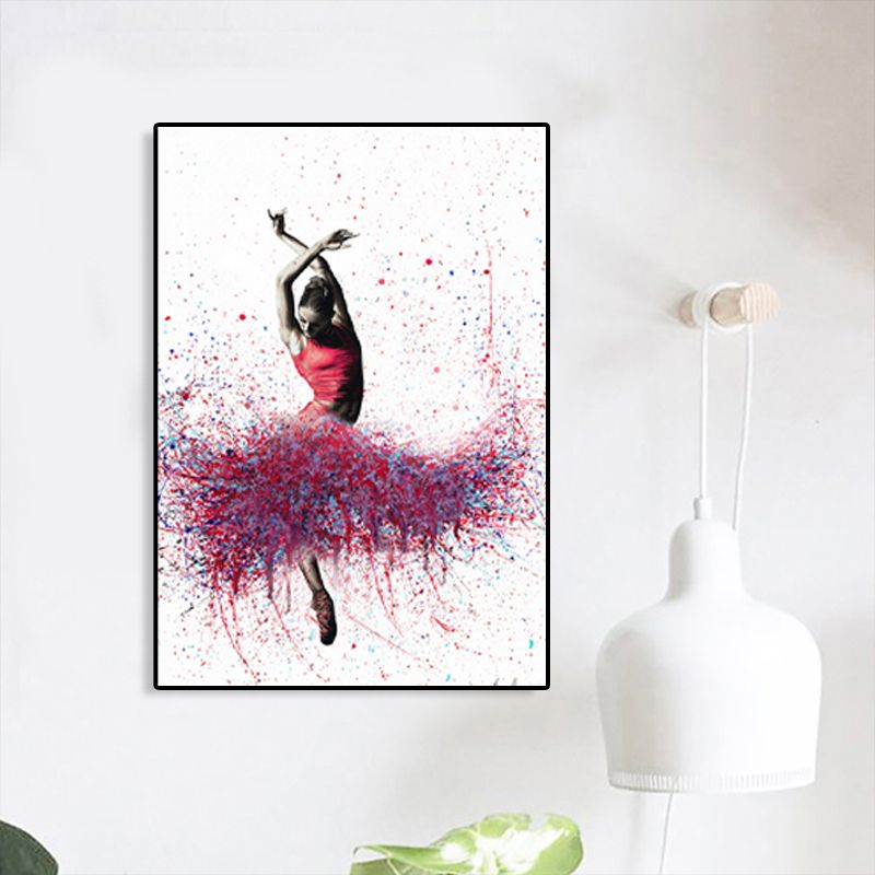 Mixed Media Dancing Girl Canvas Modern Textured Girls Bedroom Painting, Multiple Sizes