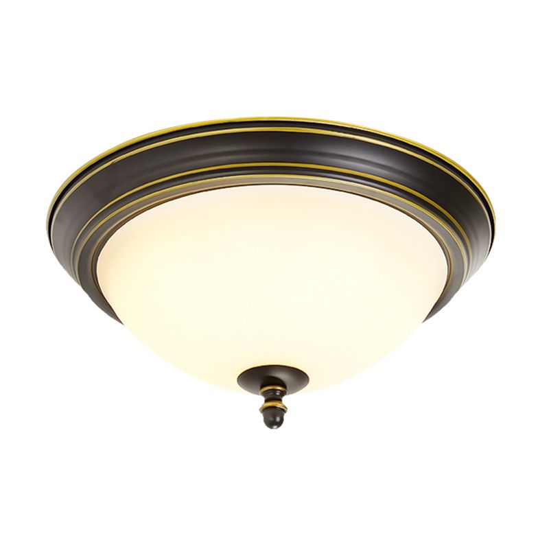 American Style Ceiling Light Wrought Iron Glass Lampombre 1 Light Round Shape Ceiling Lamp for Bedroom