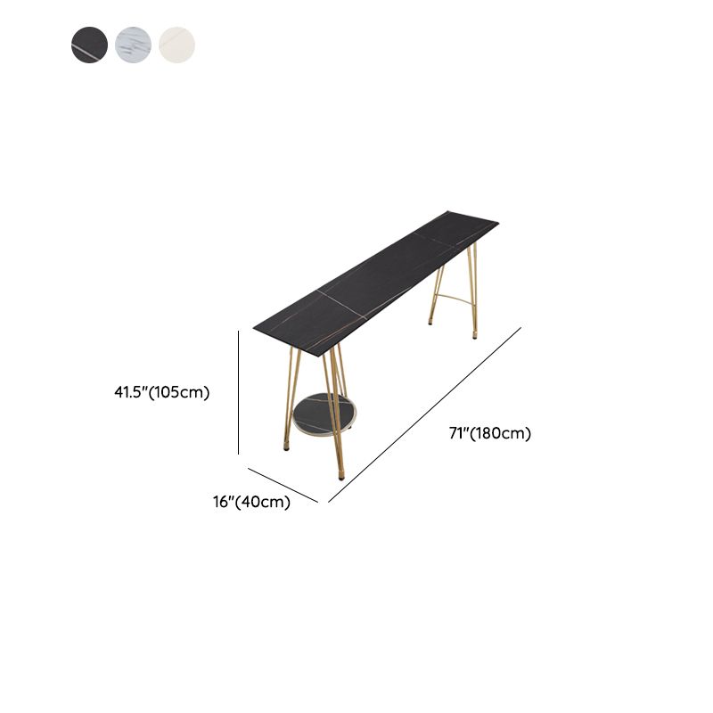 Rectangle Pub Table Glam Stone Bar Table for Cafe and Breakroom