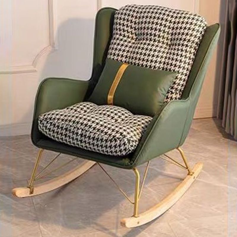 Upholstered and Metal Rocker Glam with Padded Seat Rocking Chair Slipcovered