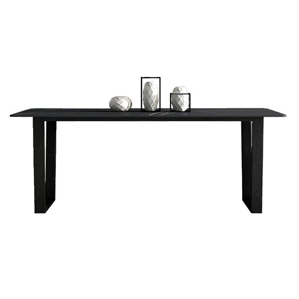 Rectangle Shape Two-Color Dining Table Industrial Double Pedestal Table for Dining Room