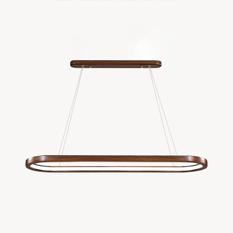 Modern 1-Light Pendant Lighting Wood Oval Island Pendant Light for Kitchen Island