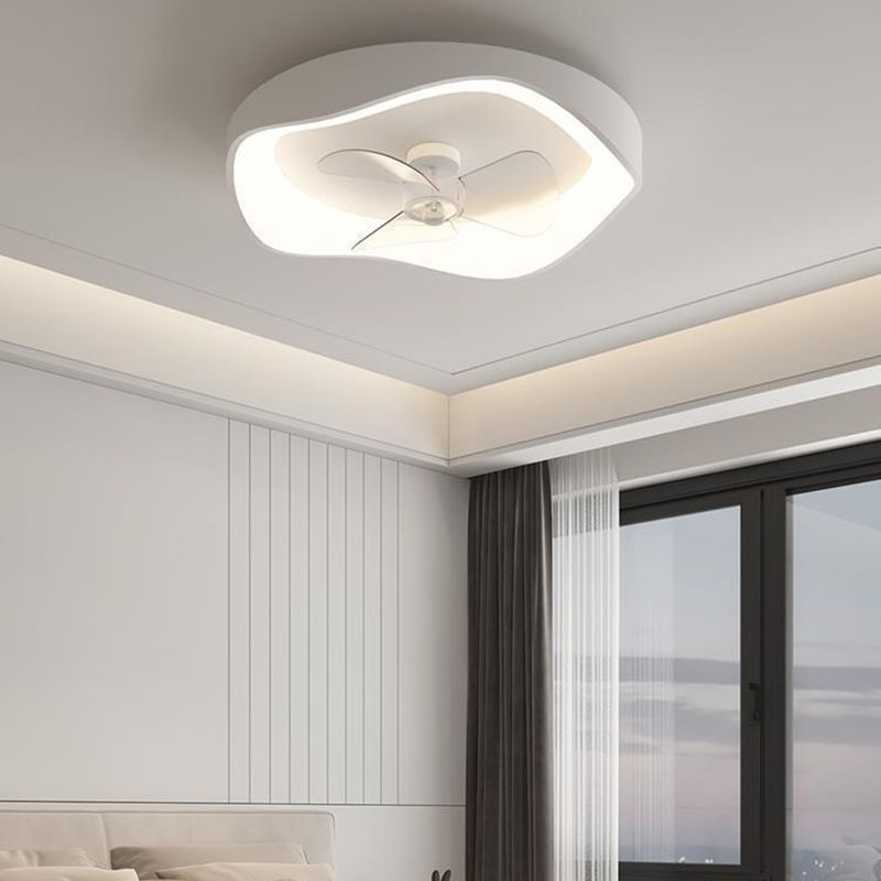 Contemporary 3-Blade Ceiling Fan White LED Fan with Light for Home