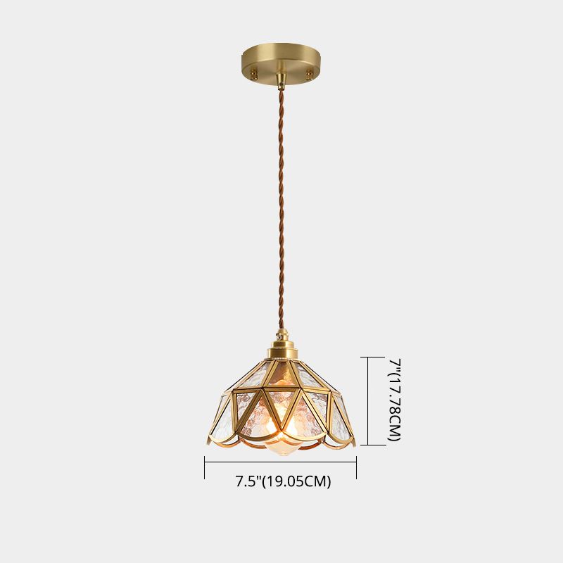 Icy Clear Glass Shade Hanging Lamp 1 Light Tiffany-Style Pendant Light Fixture for Bedroom