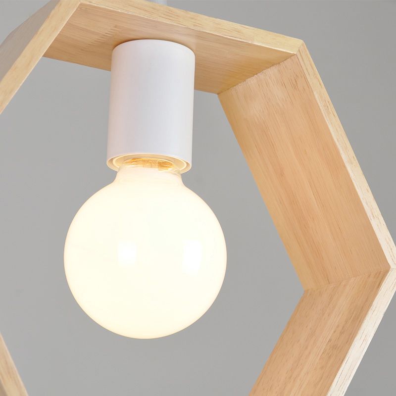 Hedendaags geometrisch frame hanglampje licht hout met één bulb suspensie verlichtingsarmatuur