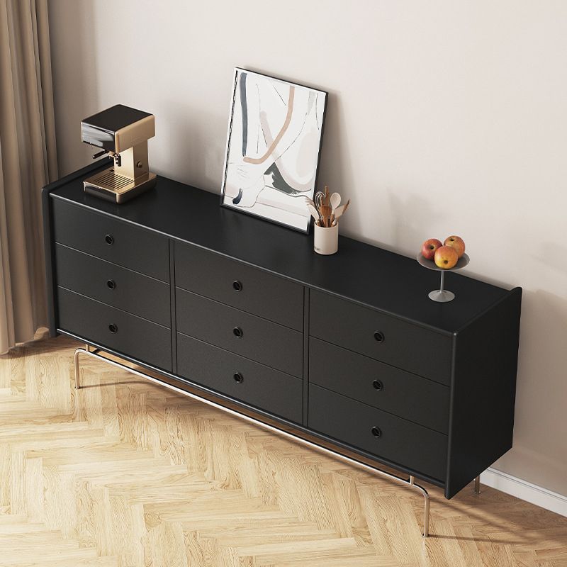 Contemporary Horizontal Double Dresser Black/Gray Dresser with Storage for Home