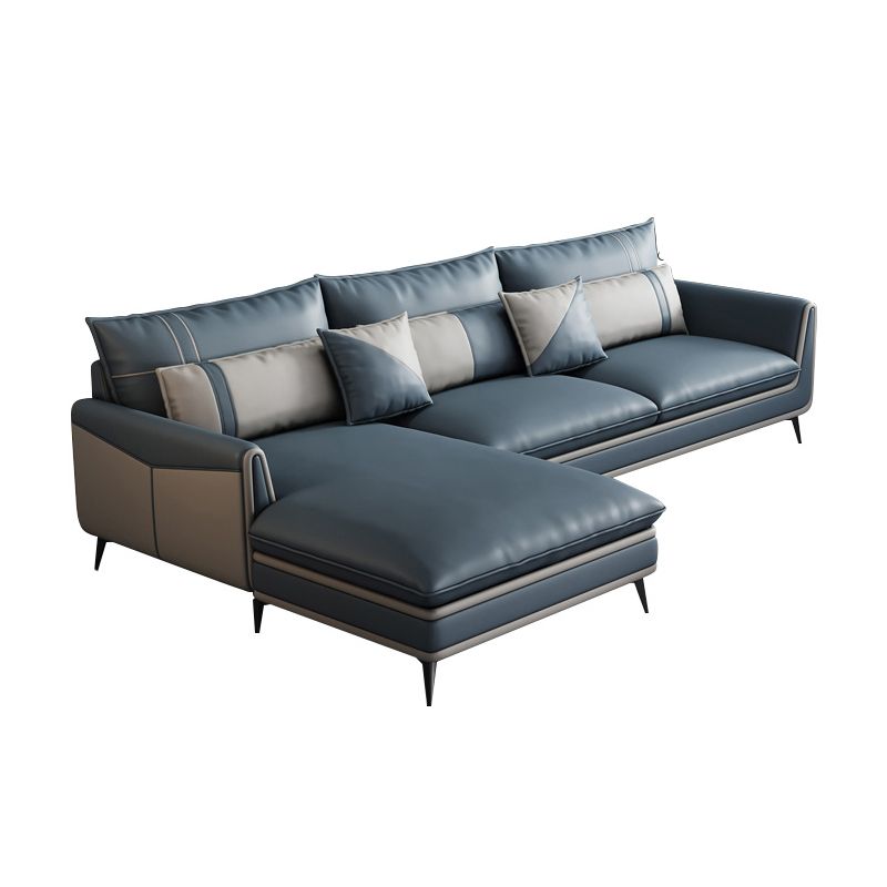 Scandinavian 35.43 " H Faux Leather Flared Arm Sofa & Chaise F