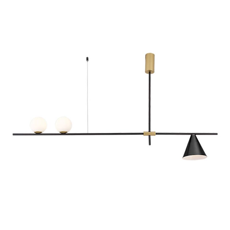 Modern Simple Iron Hanging Lamp Strip Shape Island Light Fixture for Dining Table