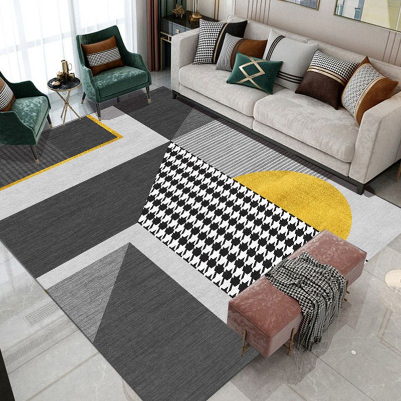 Modern geometrisch patroon Tapijt Grijs Polyester Gebied Rug vlekbestendig gebied Rug voor thuisdecoratie