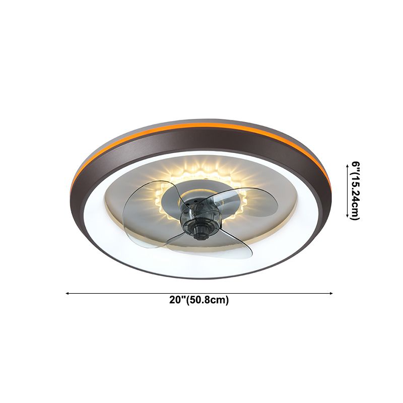 Ventilador de techo LED conciso moderno Ligera de hierro lacado con ventiladores de techo circular con sombra acrílica
