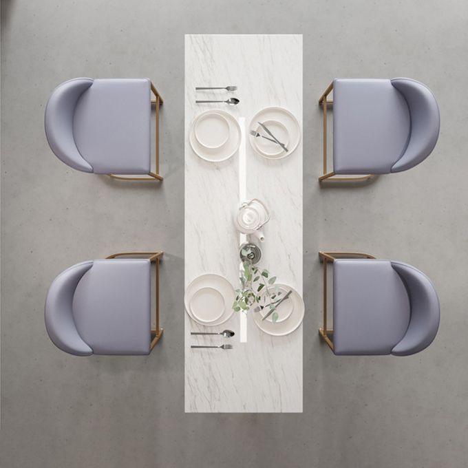 1/5 Pieces Glam Bar Table Set Rectangle Bistro Set with White Faux Marble Top