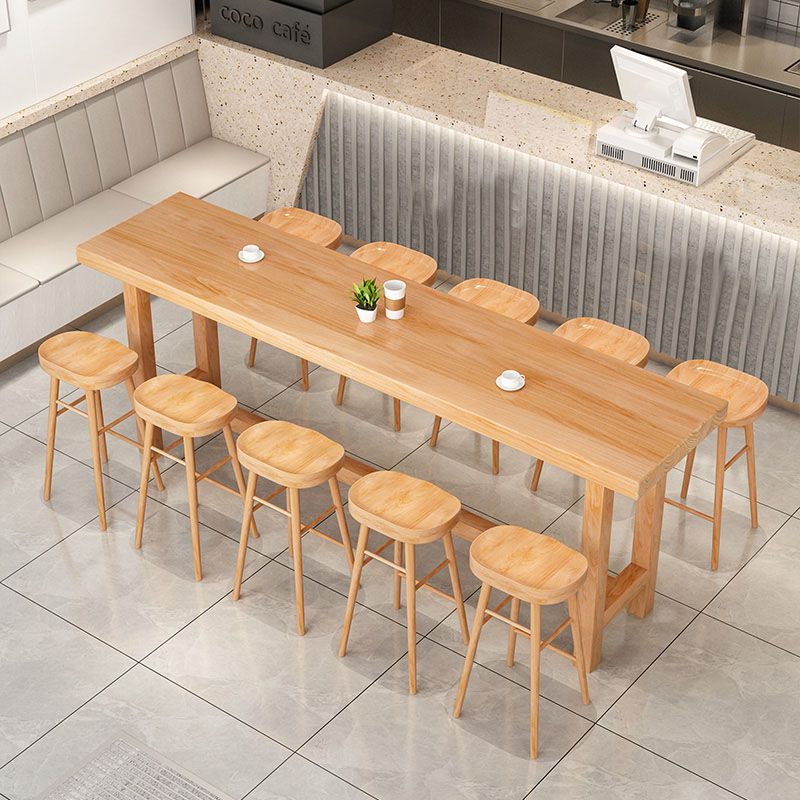 Modern Bar Table Set 1/6/11 Pieces Solid Wood Counter Table with Backless Stools