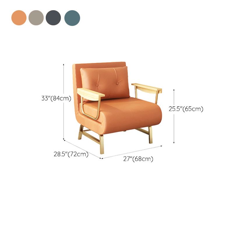 Glam Sofa Bed Bonded Leather Pillow Back Square Arms Sleeper Sofa